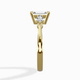 Three Stone Tapered Accent Ring Engagement Ring