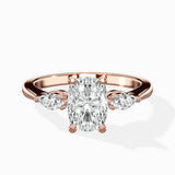 Three Stone Tapered Accent Ring Engagement Ring