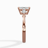 Three Stone Tapered Accent Ring Engagement Ring