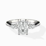Three Stone Tapered Accent Ring Engagement Ring