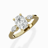 Three Stone Tapered Accent Ring Engagement Ring