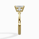 Three Stone Tapered Accent Ring Engagement Ring
