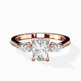 Three Stone Tapered Accent Ring Engagement Ring