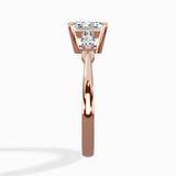 Three Stone Tapered Accent Ring Engagement Ring