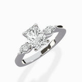 Three Stone Tapered Accent Ring Engagement Ring