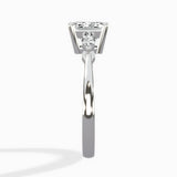 Three Stone Tapered Accent Ring Engagement Ring