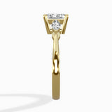 Three Stone Tapered Accent Ring Engagement Ring