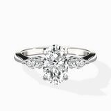 Three Stone Tapered Accent Ring Engagement Ring