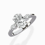 Three Stone Tapered Accent Ring Engagement Ring