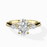 Three Stone Tapered Accent Ring Engagement Ring