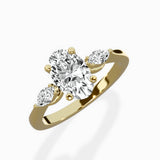 Three Stone Tapered Accent Ring Engagement Ring