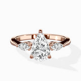 Three Stone Tapered Accent Ring Engagement Ring