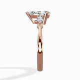 Three Stone Tapered Accent Ring Engagement Ring
