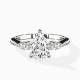 Three Stone Tapered Accent Ring Engagement Ring