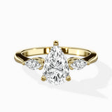 Three Stone Tapered Accent Ring Engagement Ring