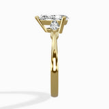 Three Stone Tapered Accent Ring Engagement Ring