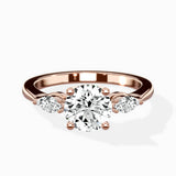 Three Stone Tapered Accent Ring Engagement Ring