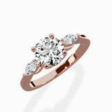 Three Stone Tapered Accent Ring Engagement Ring