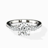 Three Stone Tapered Accent Ring Engagement Ring