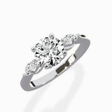 Three Stone Tapered Accent Ring Engagement Ring