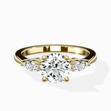 Three Stone Tapered Accent Ring Engagement Ring