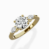 Three Stone Tapered Accent Ring Engagement Ring