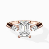 Three Stone Tapered Accent Ring Engagement Ring