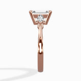 Three Stone Tapered Accent Ring Engagement Ring