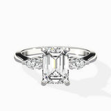 Three Stone Tapered Accent Ring Engagement Ring