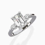 Three Stone Tapered Accent Ring Engagement Ring