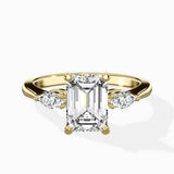 Three Stone Tapered Accent Ring Engagement Ring