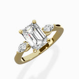 Three Stone Tapered Accent Ring Engagement Ring