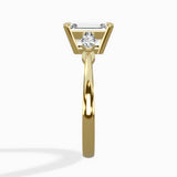 Three Stone Tapered Accent Ring Engagement Ring