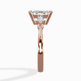 Three Stone Tapered Accent Ring Engagement Ring