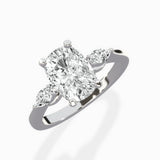 Three Stone Tapered Accent Ring Engagement Ring
