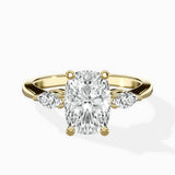 Three Stone Tapered Accent Ring Engagement Ring