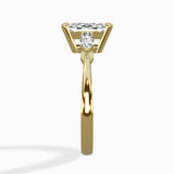 Three Stone Tapered Accent Ring Engagement Ring