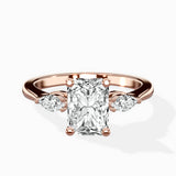 Three Stone Tapered Accent Ring Engagement Ring