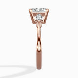 Three Stone Tapered Accent Ring Engagement Ring