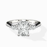 Three Stone Tapered Accent Ring Engagement Ring