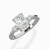 Three Stone Tapered Accent Ring Engagement Ring