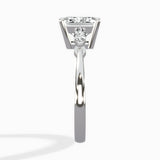Three Stone Tapered Accent Ring Engagement Ring