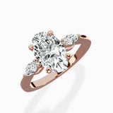 Three Stone Tapered Accent Ring Engagement Ring