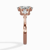 Three Stone Tapered Accent Ring Engagement Ring