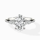 Three Stone Tapered Accent Ring Engagement Ring