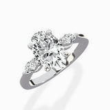 Three Stone Tapered Accent Ring Engagement Ring