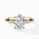 Three Stone Tapered Accent Ring Engagement Ring