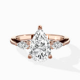 Three Stone Tapered Accent Ring Engagement Ring