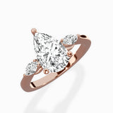 Three Stone Tapered Accent Ring Engagement Ring