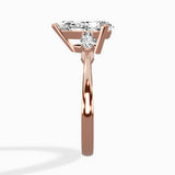 Three Stone Tapered Accent Ring Engagement Ring